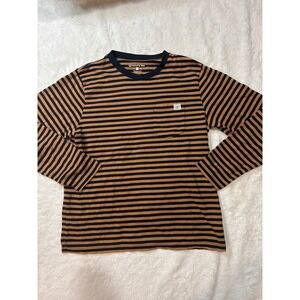 United By Blue Shirt Mens L Brown Good Striped Long Sleeve Organic Cotton Tee